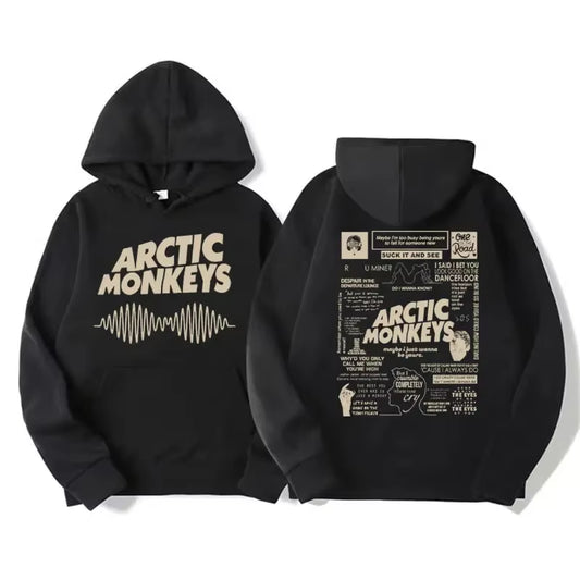 Harajuku Hip Hop Hoodies for Men Women Sweatshirt Fashion Trend Style Retro Arctic Monkeys Music Tour Double Sided Print Hoodies