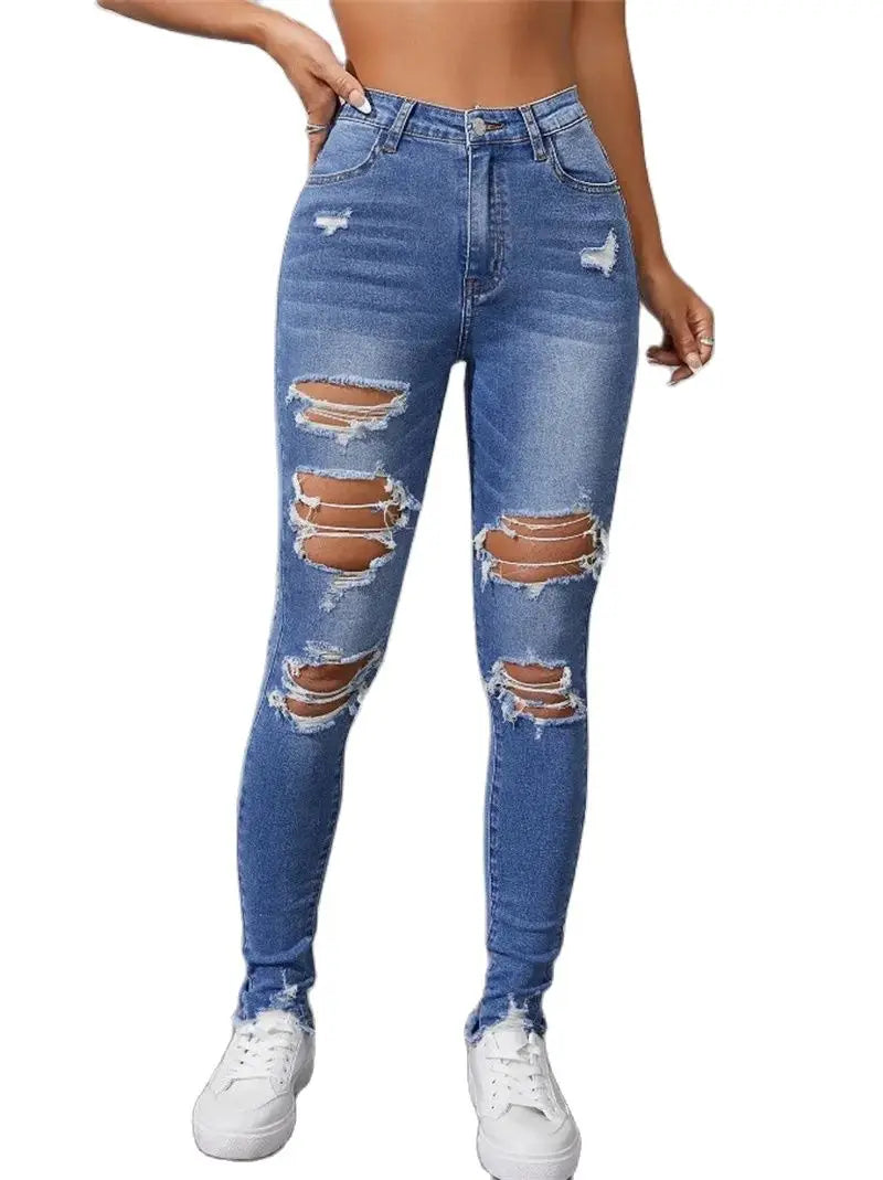 Hot Sale Women'S Ripped Skinny Jeans Fashionable 