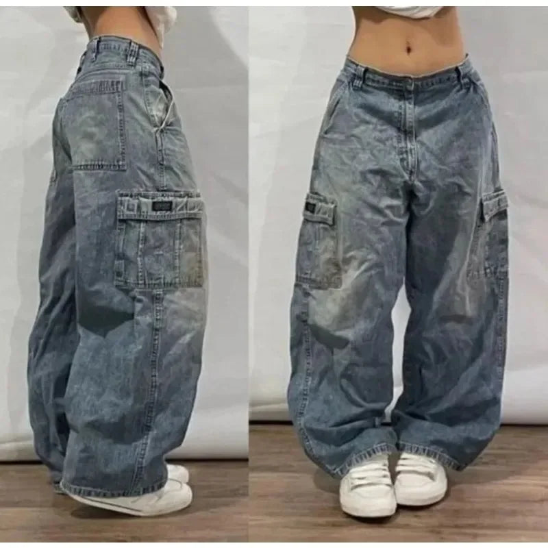 American Retro Cleanfit Fashion Print Baggy Jeans Women'S Y2K Popular Casual Joker Gothic High Waist Wide-Leg Pants Street Wear