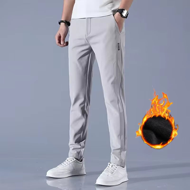 2024Winter Velvet Casual Pants Men 